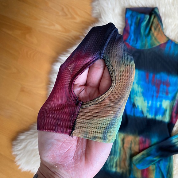 AFRM Zadie mesh rainbow tie dye turtleneck top size XS - Picture 2 of 3